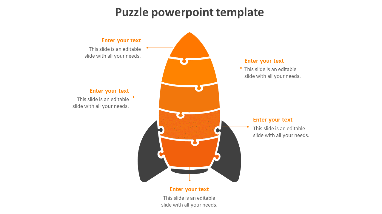 Free - Affordable Puzzle PowerPoint Template With Five Nodes